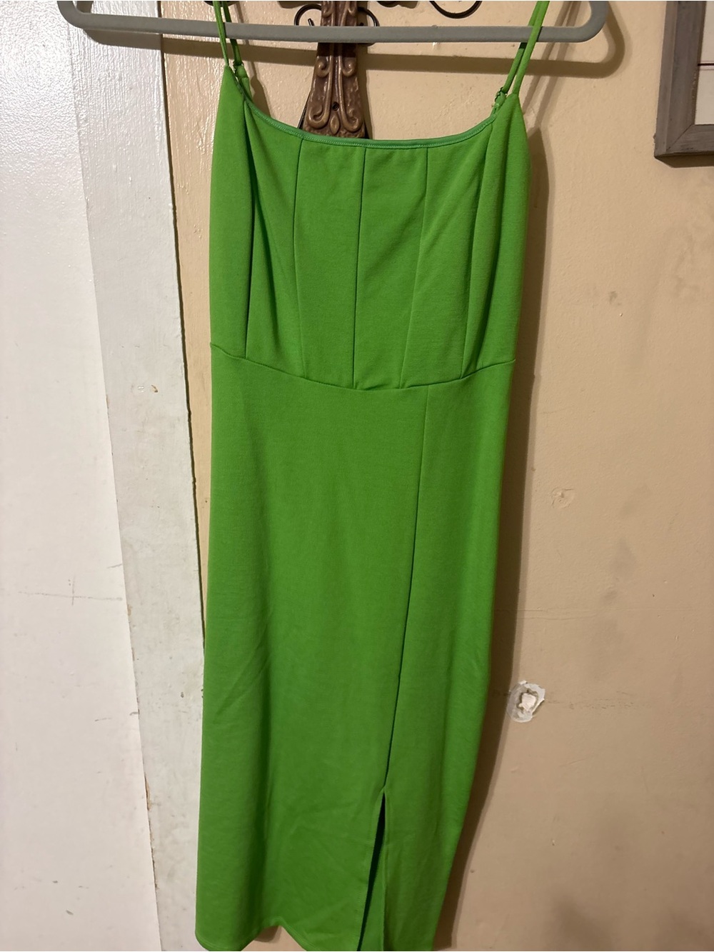 Fashion Nova Lime Green Spaghetti Strap Midi Dress